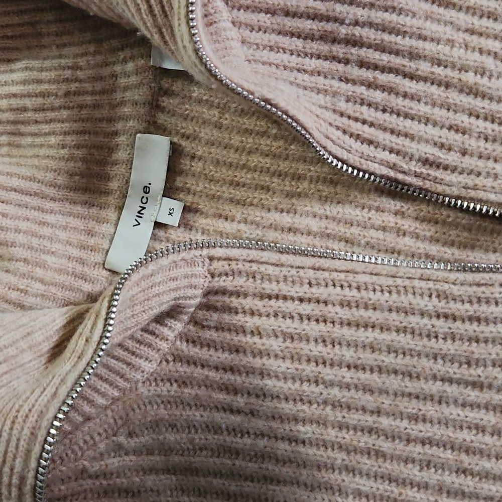 VINCE Wool & Cashmere Half Zip Sweater In H Desert - Picture 5 of 6